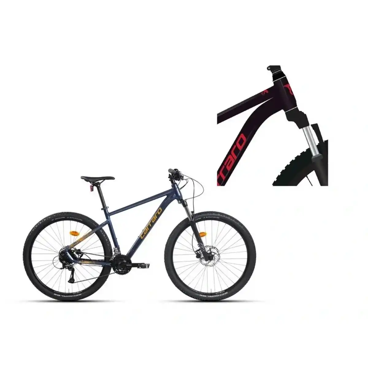 CARRARO CRX 924 ERKEK DAĞ BİSİKLETİ 520H HD 29 JANT 24 VİTES KARANLIK MOR KIRMIZI