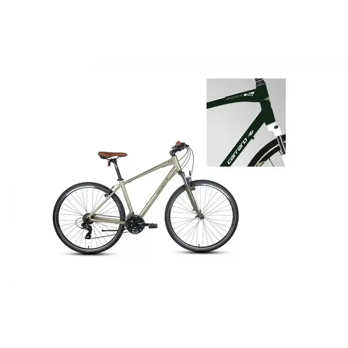 CARRARO SPORTIVE 220 ERKEK ŞEHİR BİSİKLETİ 457H V 28 JANT 21 VİTES MAT KOYU YEŞİL-BEYAZ-YEŞİL