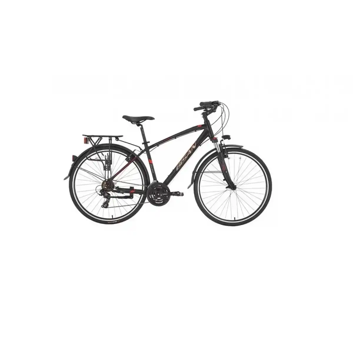 BİSAN TRX 8100 CITY ERKEK ŞEHİR BİSİKLETİ 46CM V 28 JANT 21 VİTES MAT SİYAH KIRMIZI