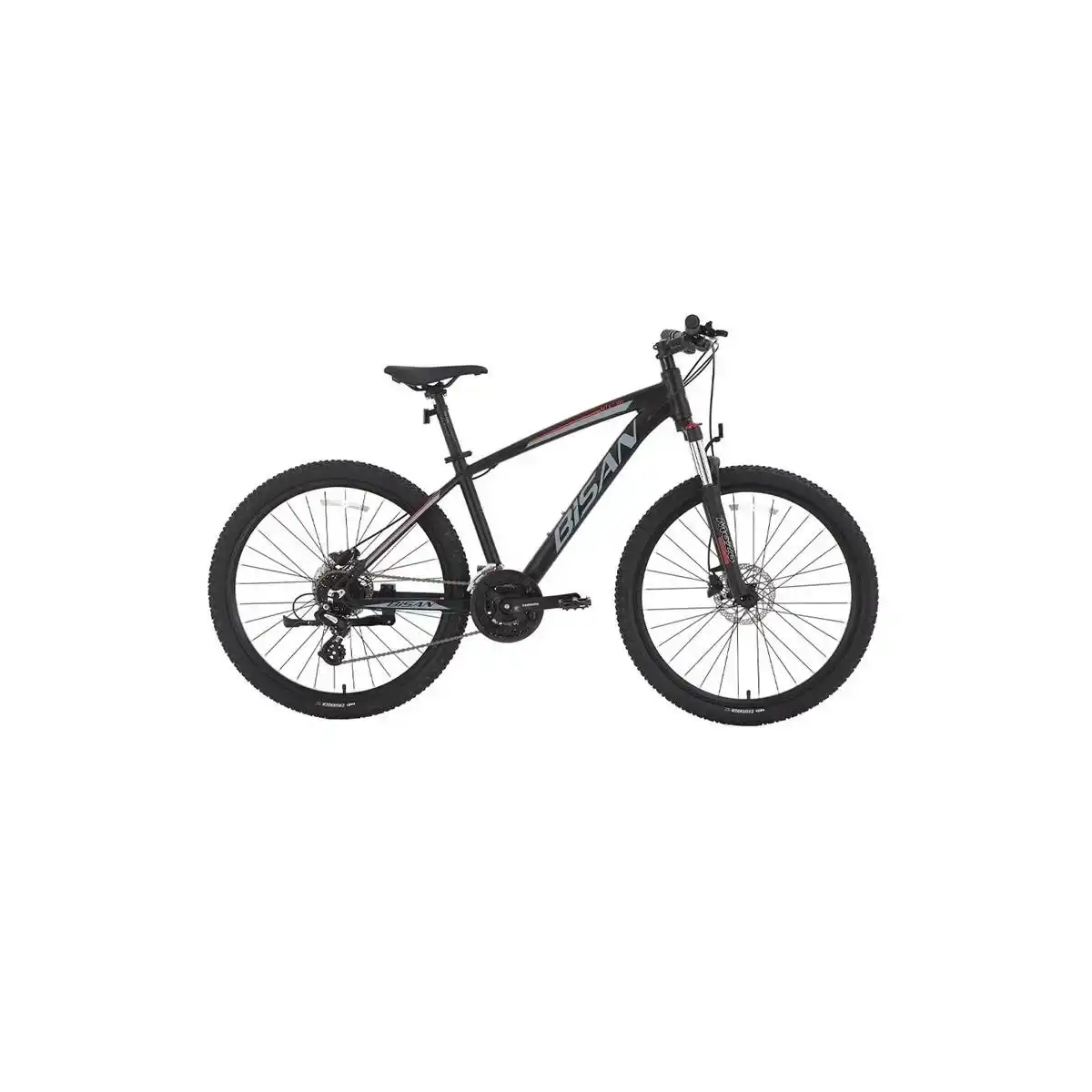 BİSAN MTX 7300 ERKEK DAĞ BİSİKLETİ 39.5 CM HD 26 JANT 24 VİTES MAT SİYAH GRİ