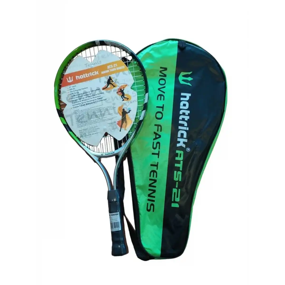 HATTRICK ATS21 JUNIOR TENİS RAKETİ 21 INCH 205GR YEŞİL SİYAH