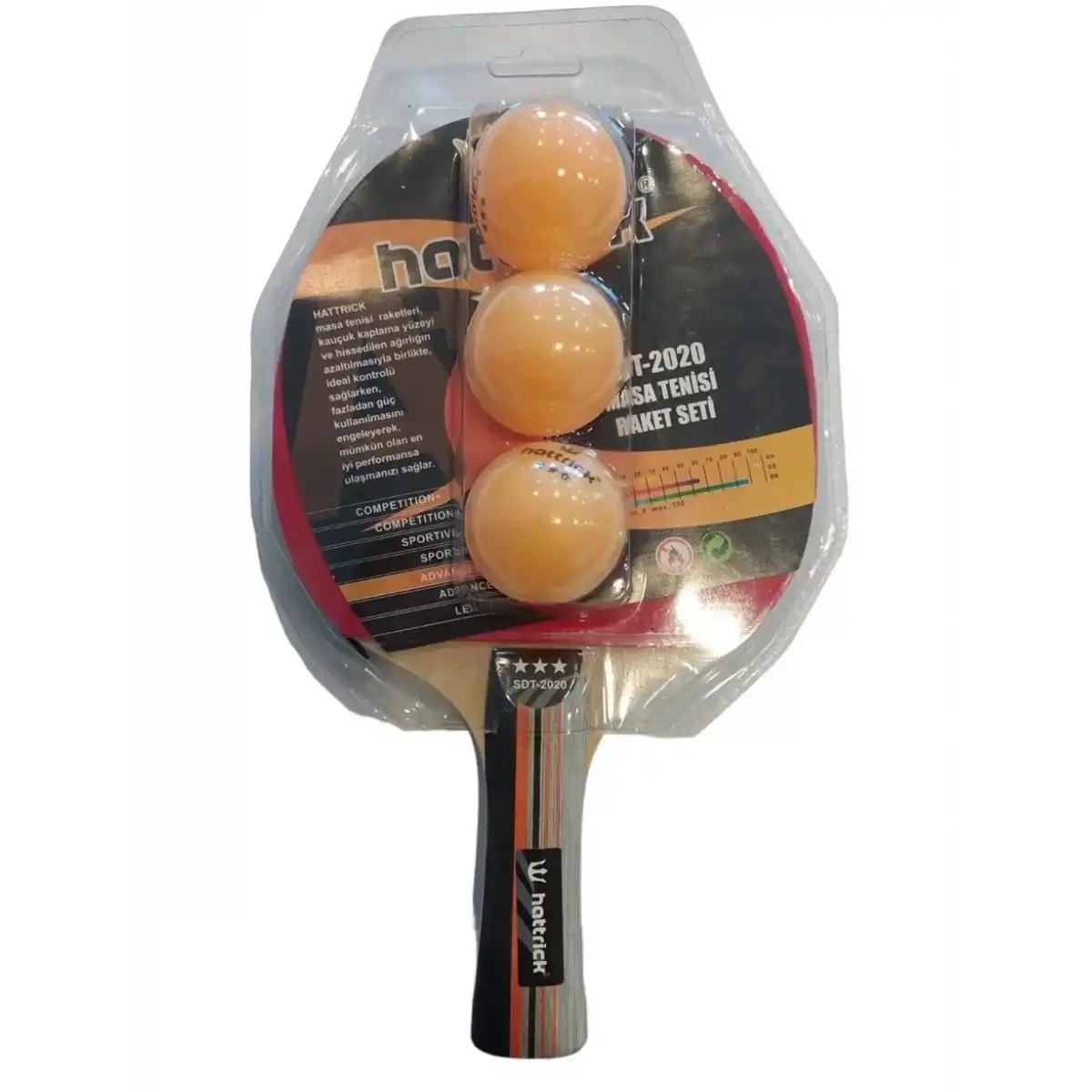 HATTRICK SDT2020 MASA TENİSİ RAKET SET 1 RAKET 3 TOP 3 YILDIZ AMBALAJLI