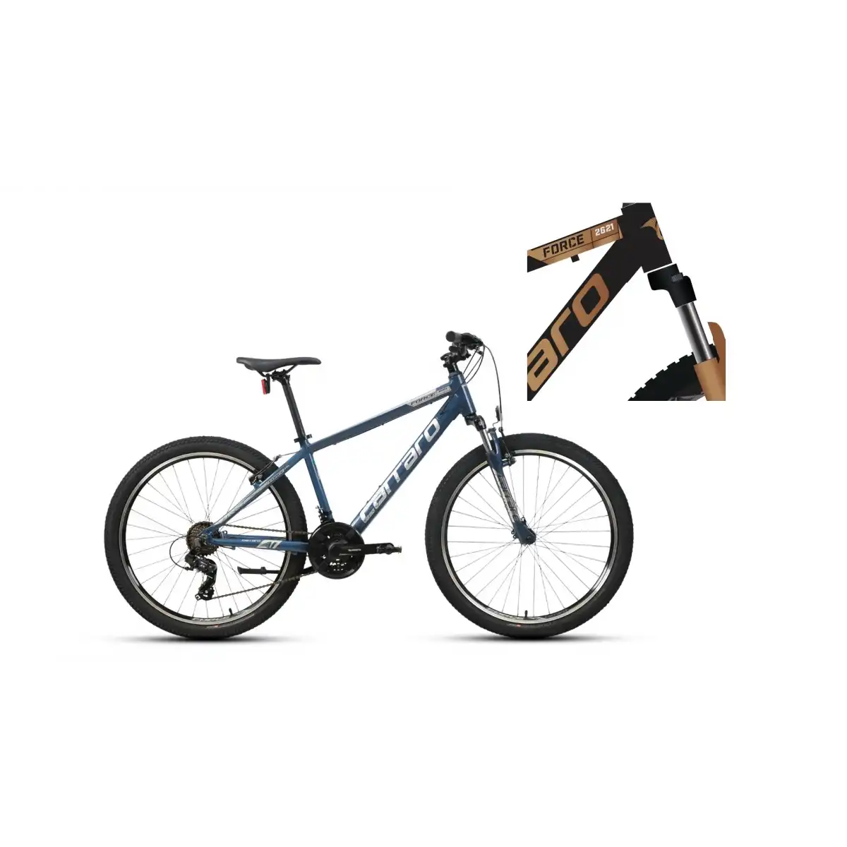 CARRARO FORCE 600 ERKEK DAĞ BİSİKLETİ 381H V 26 JANT 21 VİTES MAT SİYAH BRONZ BEYAZ