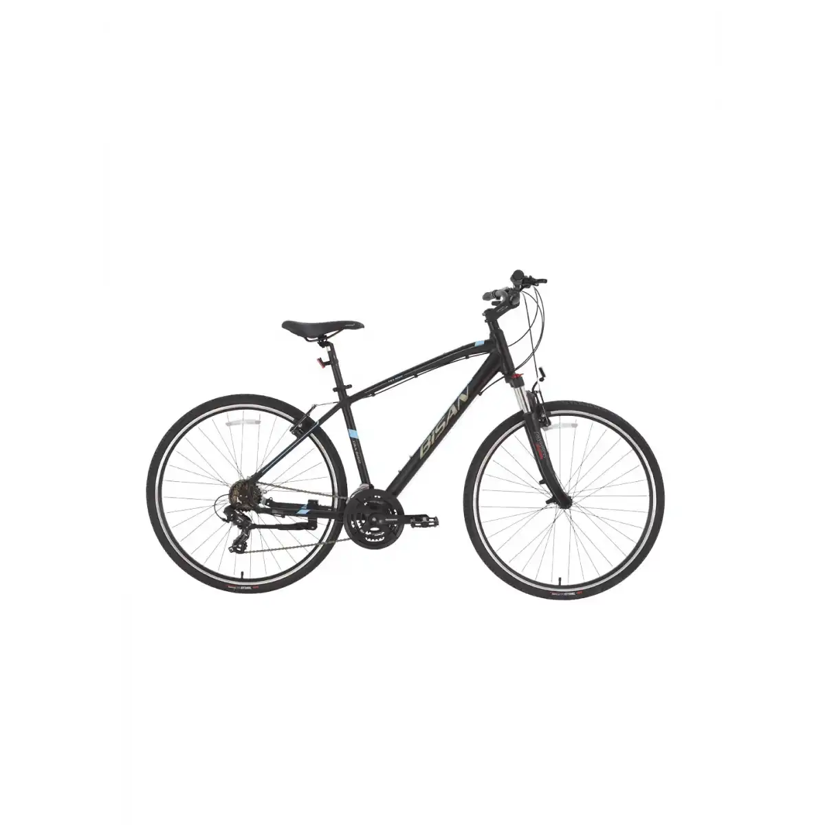 BİSAN TRX 8100 ERKEK ŞEHİR BİSİKLETİ 46CM V 28 JANT 21 VİTES MAT SİYAH MAVİ
