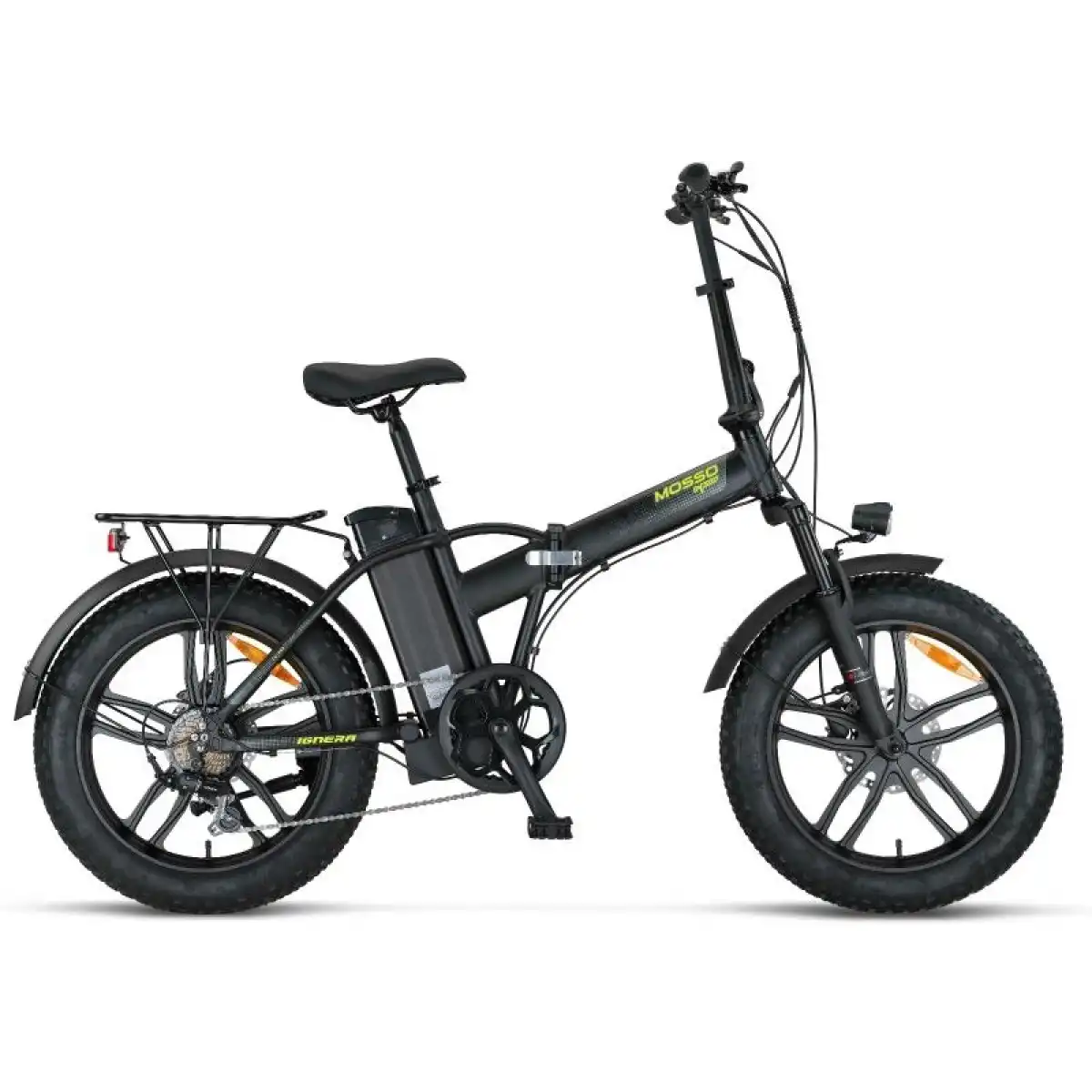 MOSSO IGNERA-RR ELEKTRİKLİ KATLANIR BİSİKLET 420H HD 20 JANT 7 VİTES MAT SİYAH LIME