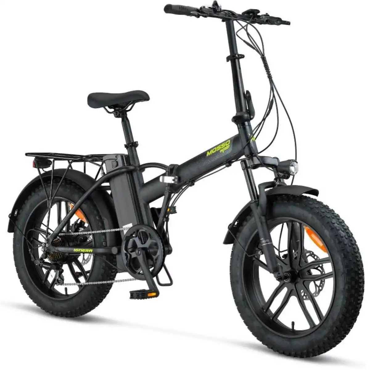 MOSSO IGNERA-RR ELEKTRİKLİ KATLANIR BİSİKLET 420H HD 20 JANT 7 VİTES MAT SİYAH LIME