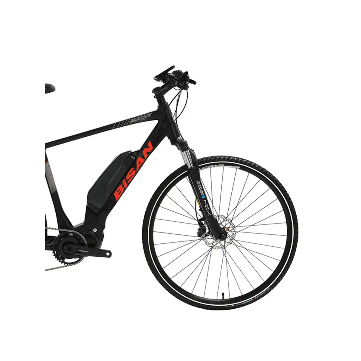 BİSAN E-TREKKING ELEKTRİKLİ ERKEK ŞEHİR BİSİKLETİ 50CM HD 28 JANT 10 VİTES MAT SİYAH KIRMIZI