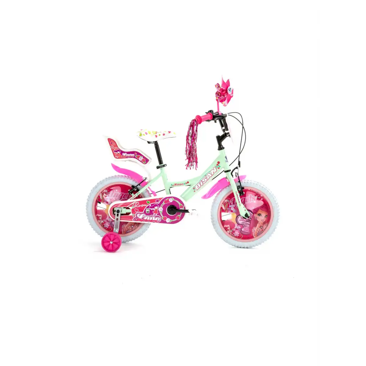 BİSAN ROSE KIZ ÇOCUK BİSİKLETİ 26CM V 16 JANT MİNT YEŞİL PEMBE