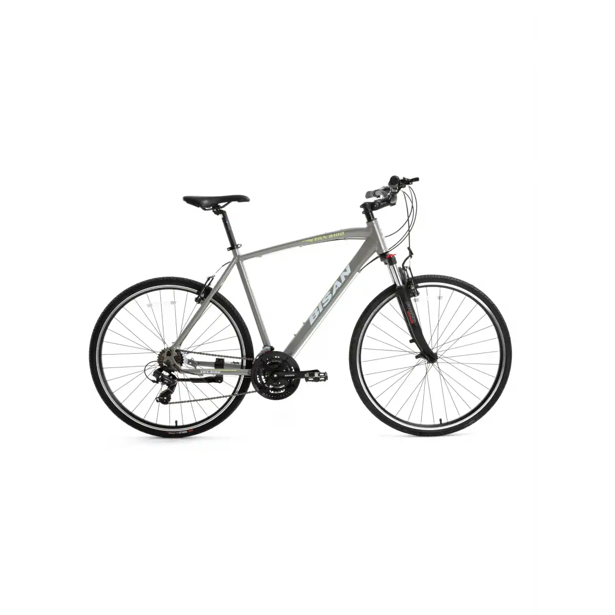 BİSAN TRX 8100 ERKEK ŞEHİR BİSİKLETİ 50CM V 28 JANT 21 VİTES AÇIK METALİK GRİ YEŞİL BEYAZ
