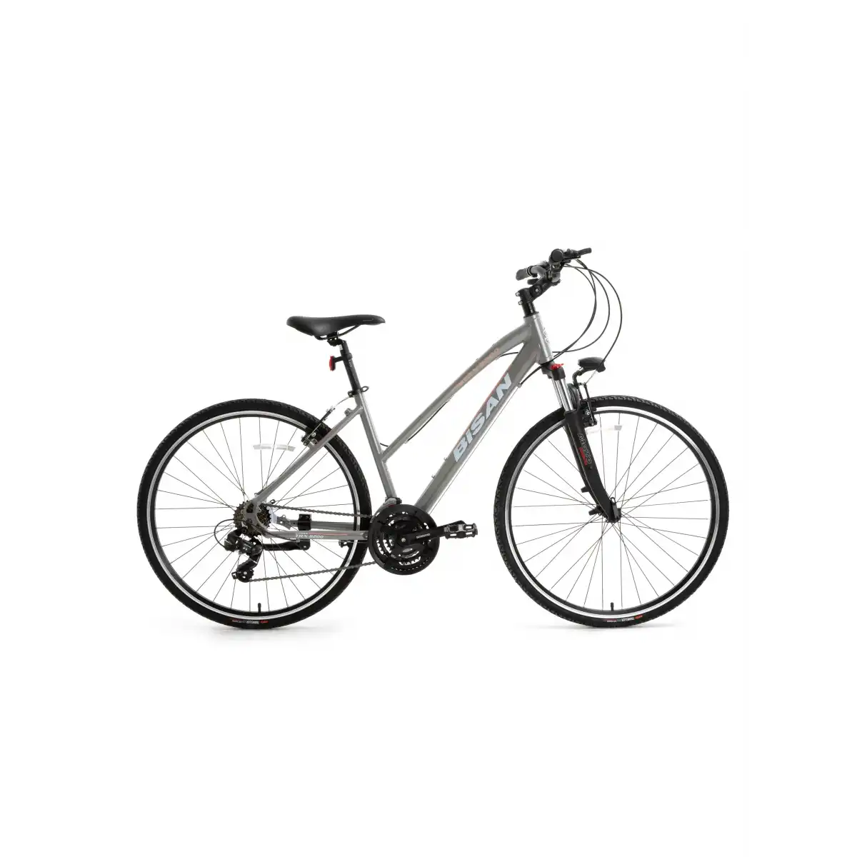 BİSAN TRX 8200 KADIN ŞEHİR BİSİKLETİ 45CM V 28 JANT 21 VİTES METALİK GRİ BEYAZ PEMBE