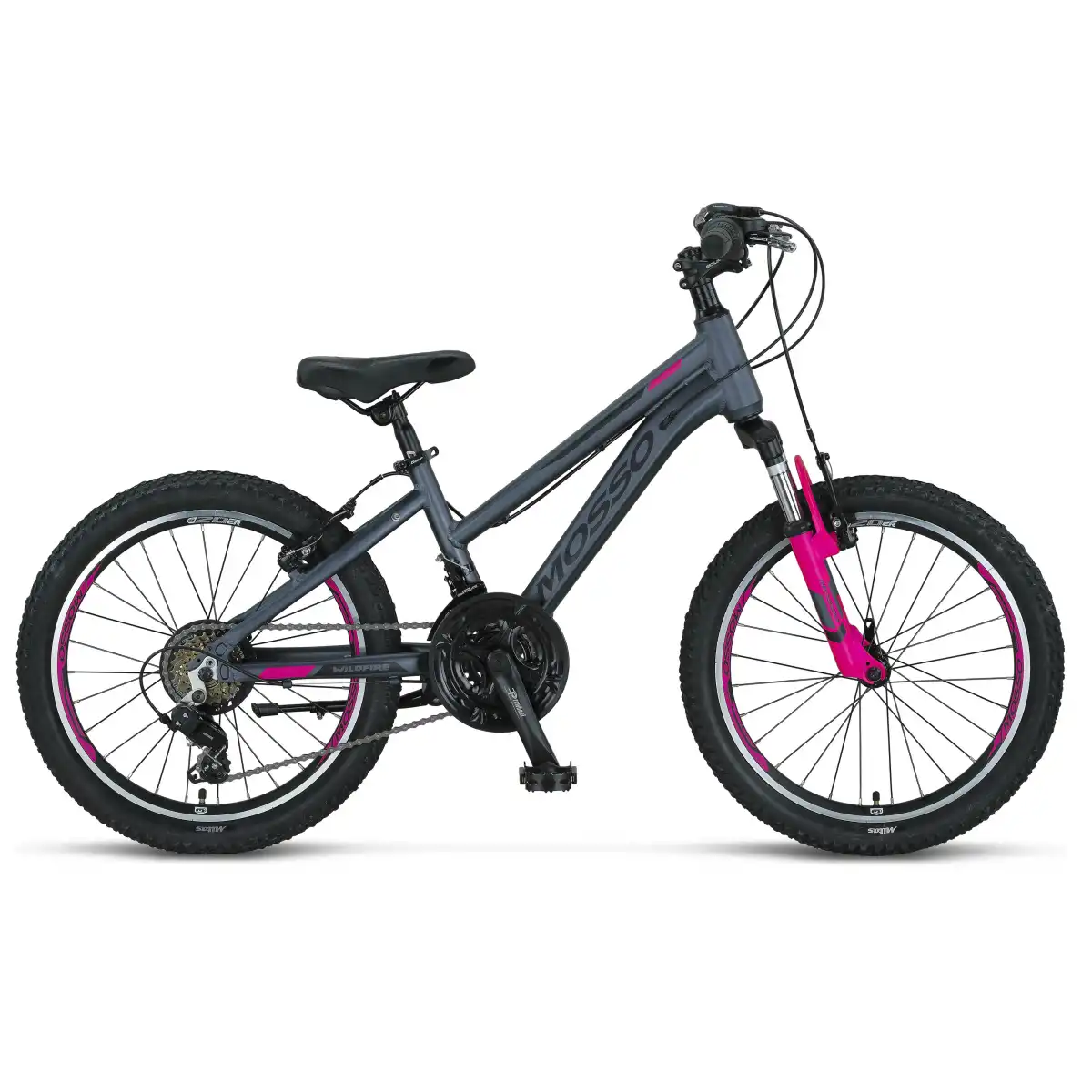MOSSO WILDFIRE L-20-V KIZ ÇOCUK BİSİKLETİ 280H 20 JANT 18 VİTES ANTRASİT PEMBE