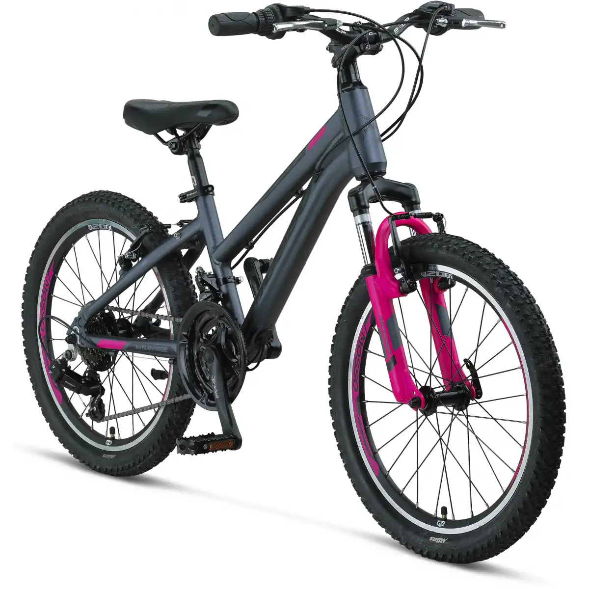 MOSSO WILDFIRE L-20-V KIZ ÇOCUK BİSİKLETİ 280H 20 JANT 18 VİTES ANTRASİT PEMBE