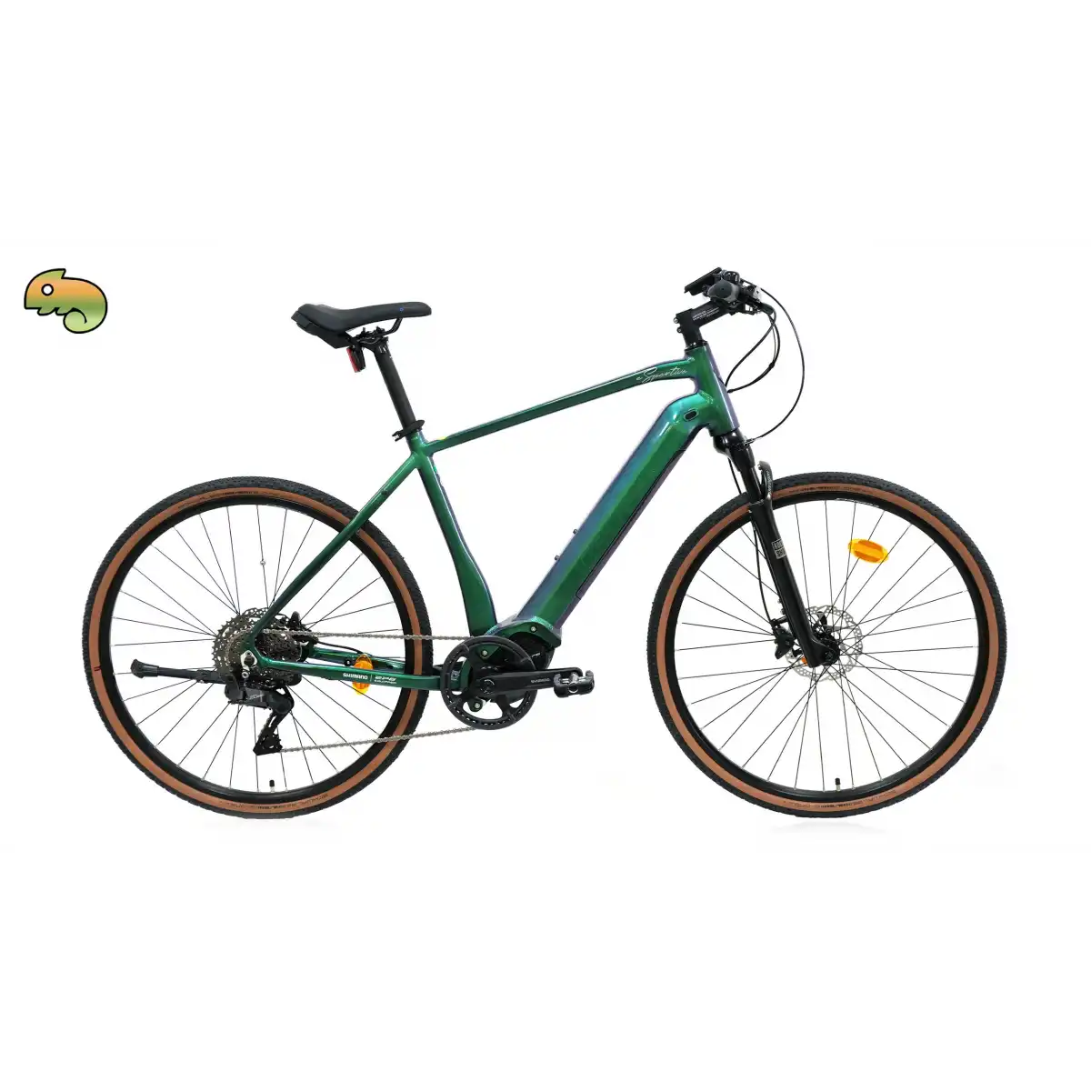 CARRARO E-SPORTIVE X PRO ERKEK ŞEHİR BİSİKLETİ 520H HD 28 JANT 10 VİTES DI2 MET.YEŞİL TURUNCU GÜMÜŞ