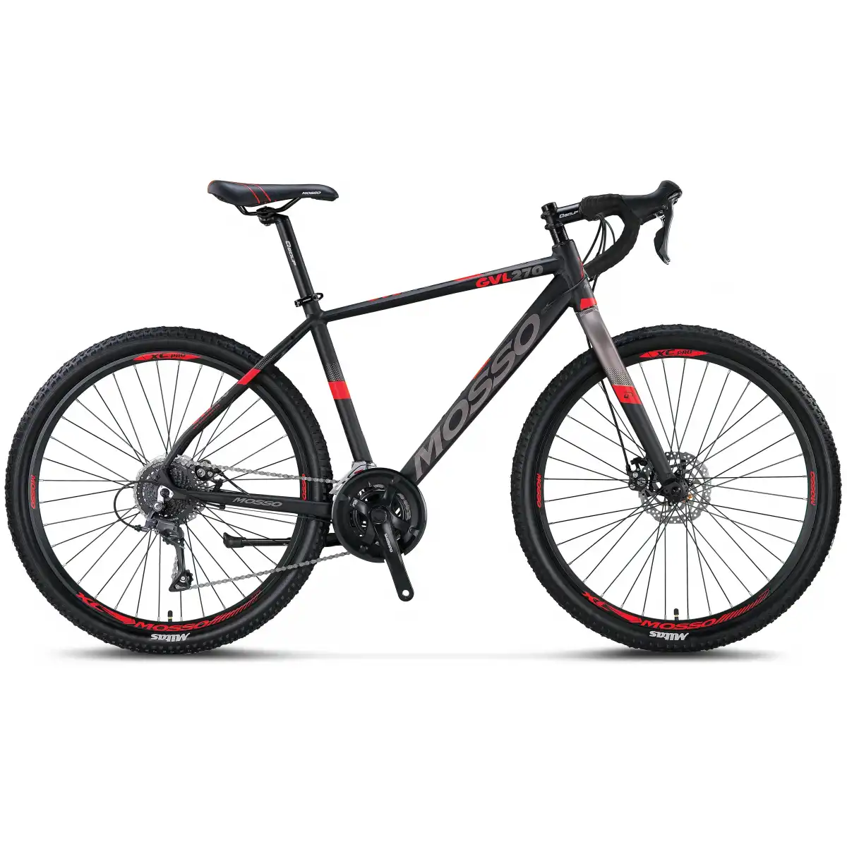 MOSSO GVL270 CLARIS ERKEK YARIŞ BİSİKLETİ 533H MD 27.5 JANT 16 VİTES SİYAH KIRMIZI