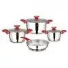VIVALDI PERLA ÇELİK TENCERE SETİ 7 PARÇA KIRMIZI KUPLU G734