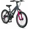 MOSSO WILDFIRE L-20-V KIZ ÇOCUK BİSİKLETİ 280H 20 JANT 18 VİTES ANTRASİT PEMBE