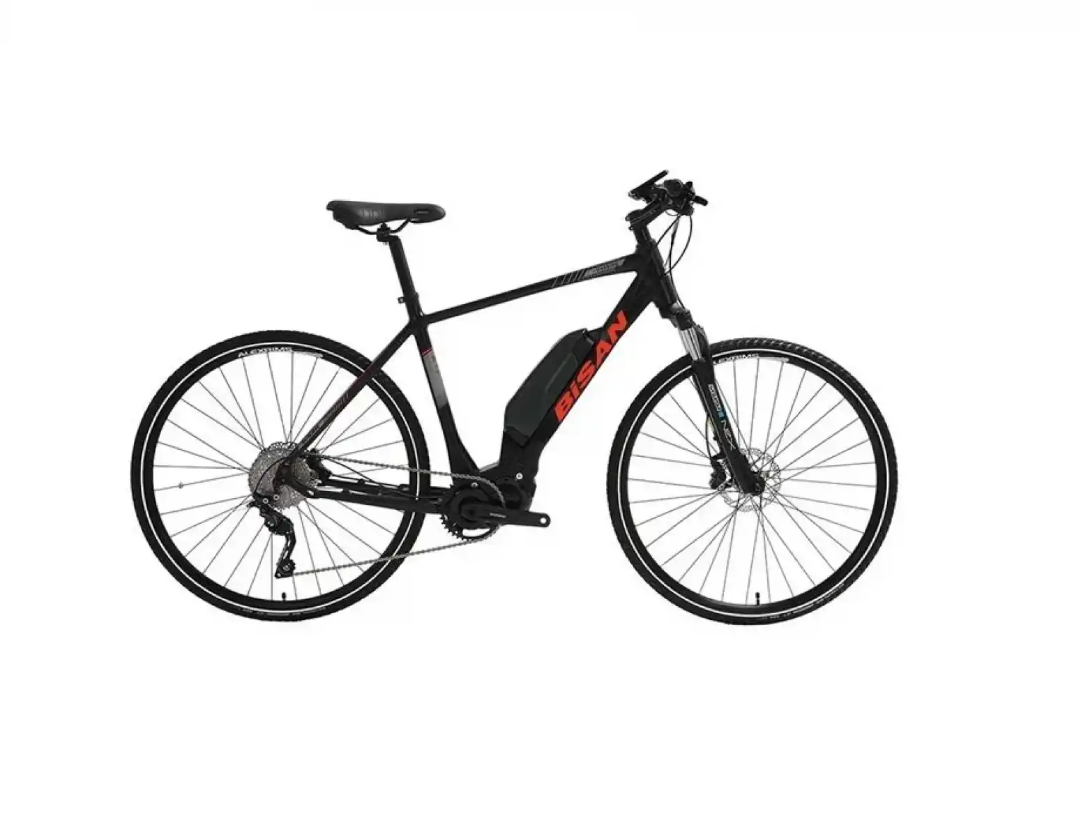 BİSAN E-TREKKING ELEKTRİKLİ ERKEK ŞEHİR BİSİKLETİ 48CM HD 28 JANT 10 VİTES MAT SİYAH KIRMIZI