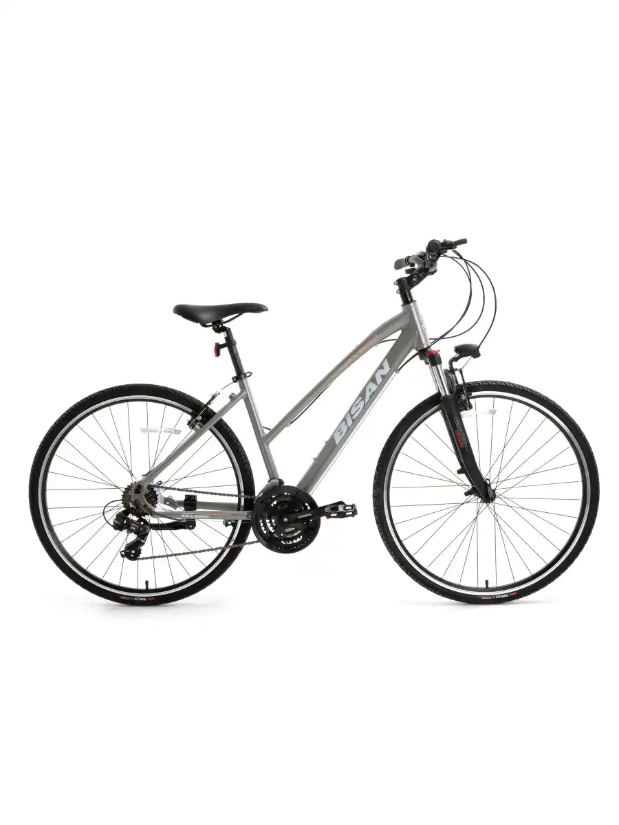 BİSAN TRX 8200 KADIN ŞEHİR BİSİKLETİ 45CM V 28 JANT 21 VİTES AÇIK METALİK GRİ BEYAZ PEMBE