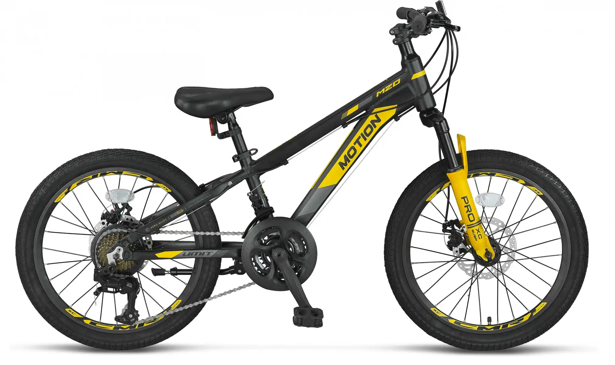 ÜMİT 2078 MOTION M-2D ERKEK ÇOCUK BİSİKLETİ 254H 20 JANT 21 VİTES SİYAH SARI