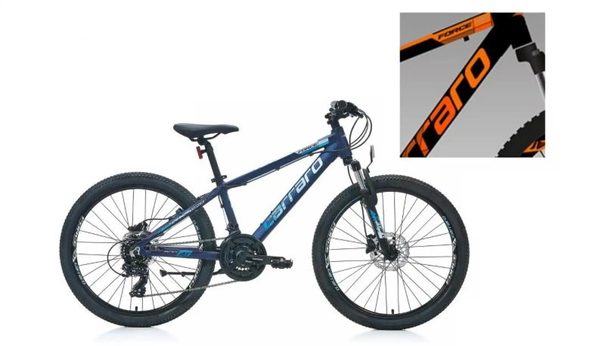 CARRARO FORCE 420 ERKEK DAĞ BİSİKLETİ 325H HD 24 JANT 21 VİTES MAT SIYAH TURUNCU GUMUS