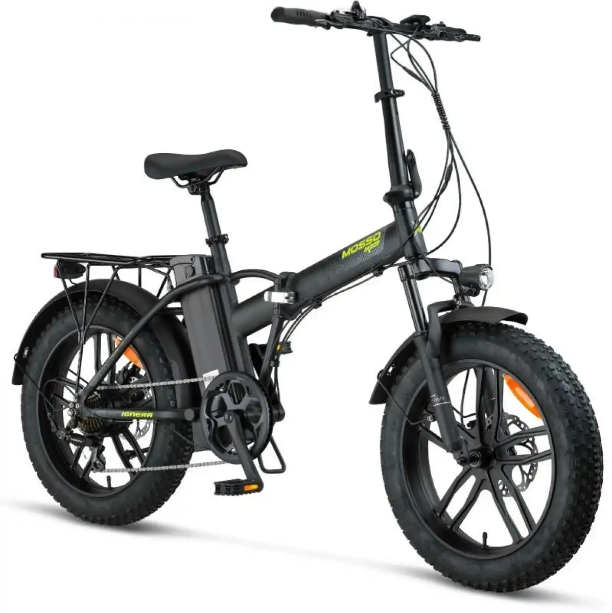 MOSSO IGNERA-RR ELEKTRİKLİ KATLANIR BİSİKLET 420H HD 20 JANT 7 VİTES MAT SİYAH LIME
