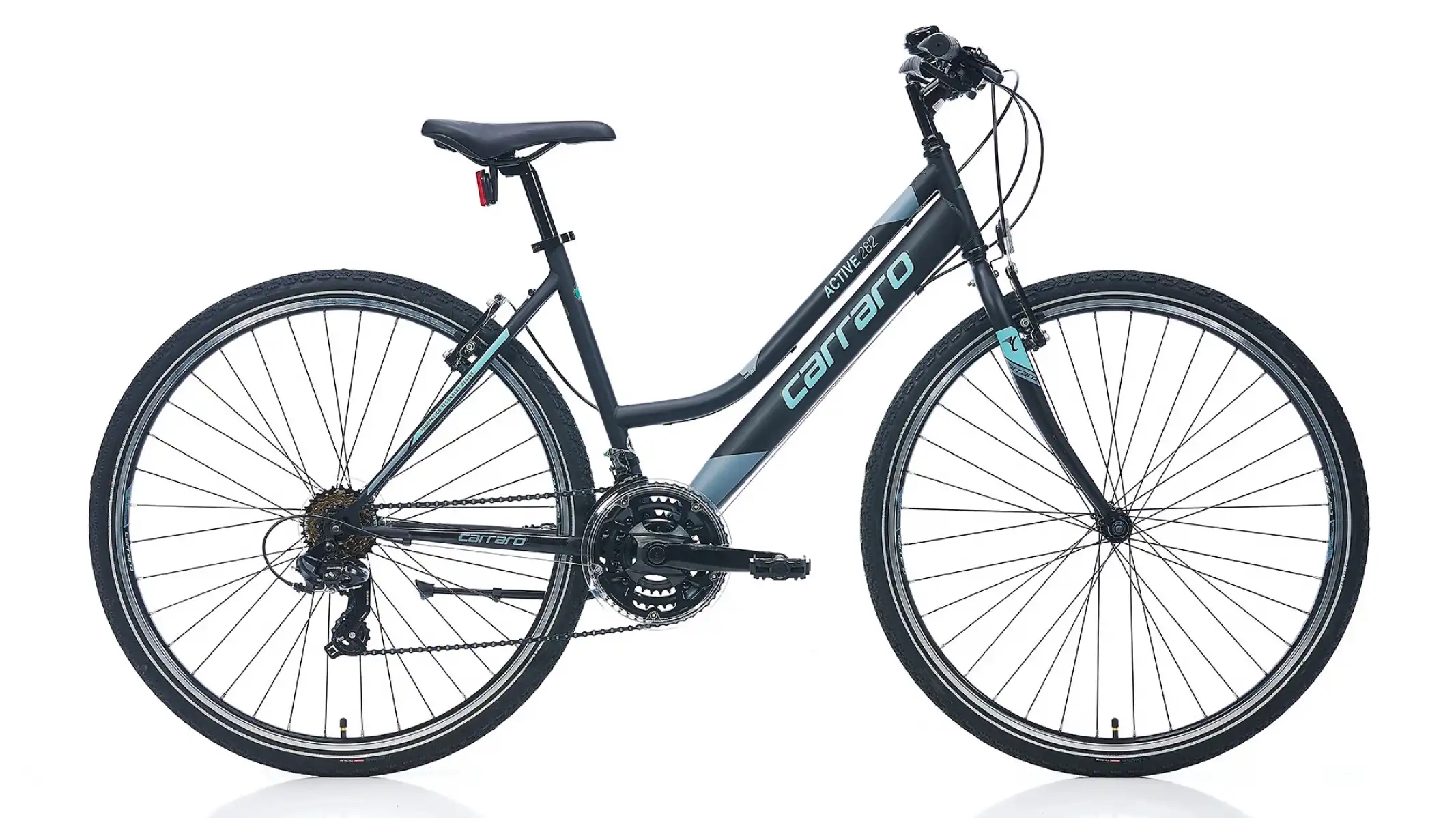 CARRARO ACTIVE 282 KADIN ŞEHİR BİSİKLETİ 460H V 28 JANT 21 VİTES MAT SİYAH KOYU GRİ TURKUAZ