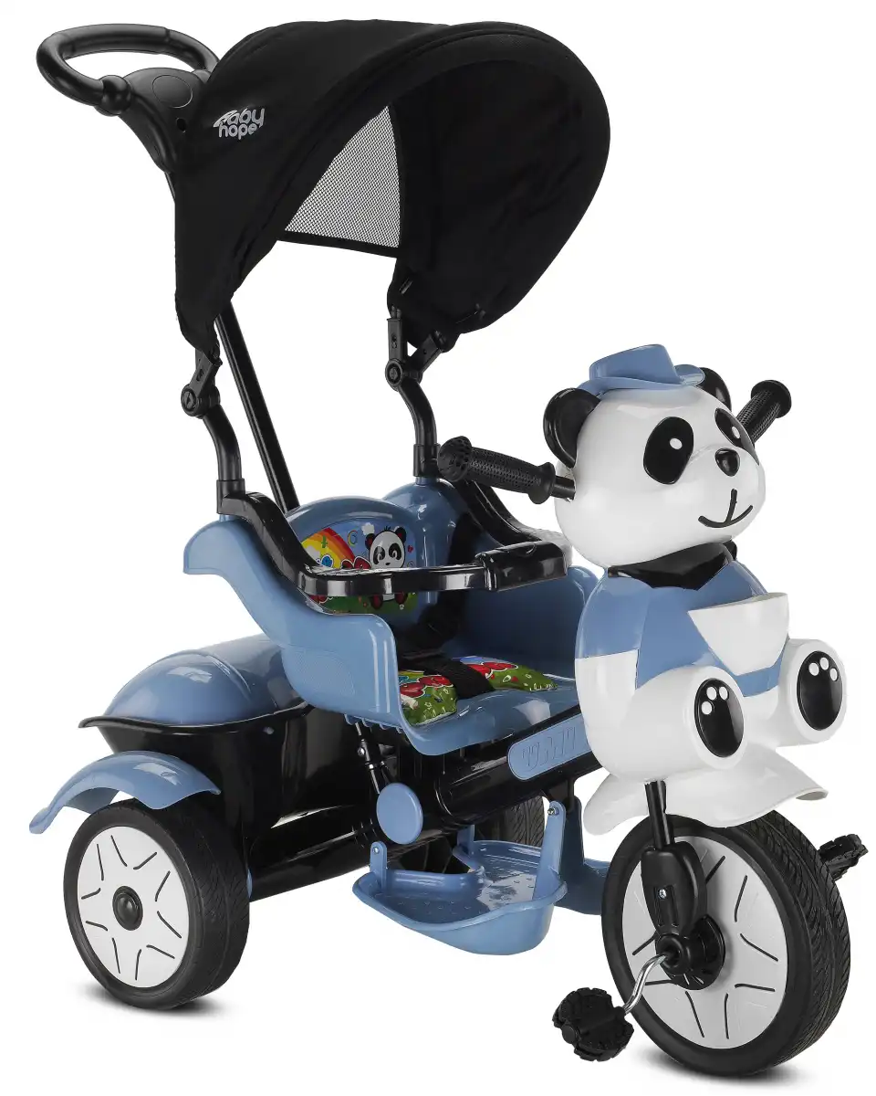 BABYHOPE 127 LITTLE PANDA ÜÇ TEKER KONTROLLÜ BEBEK BİSİKLETİ PASTEL MAVİ
