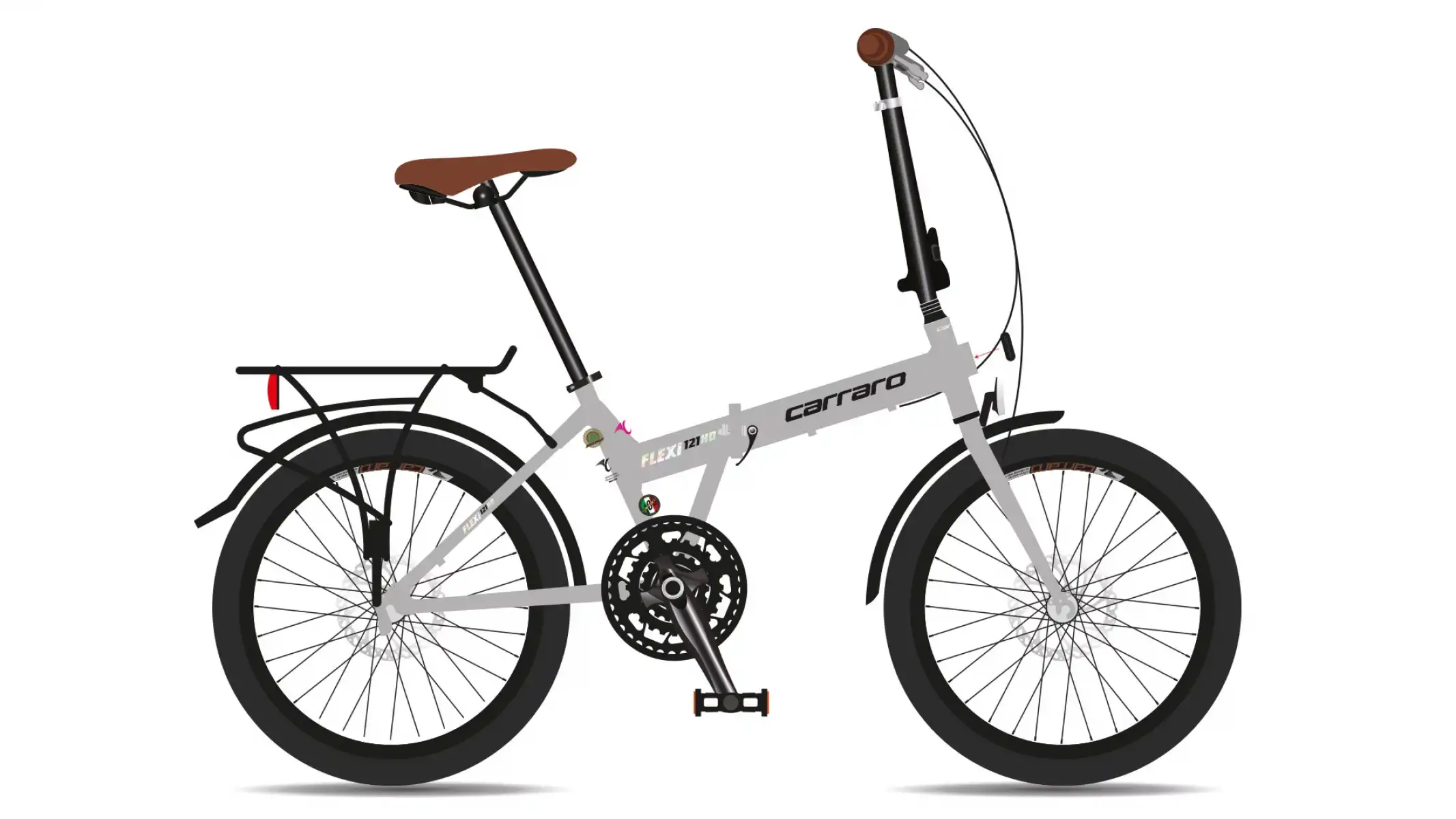 CARRARO FLEXI 121 HD KATLANIR BİSİKLET 350H 20 JANT 21 VİTES MAT GRİ SİYAH KROM KAHVE