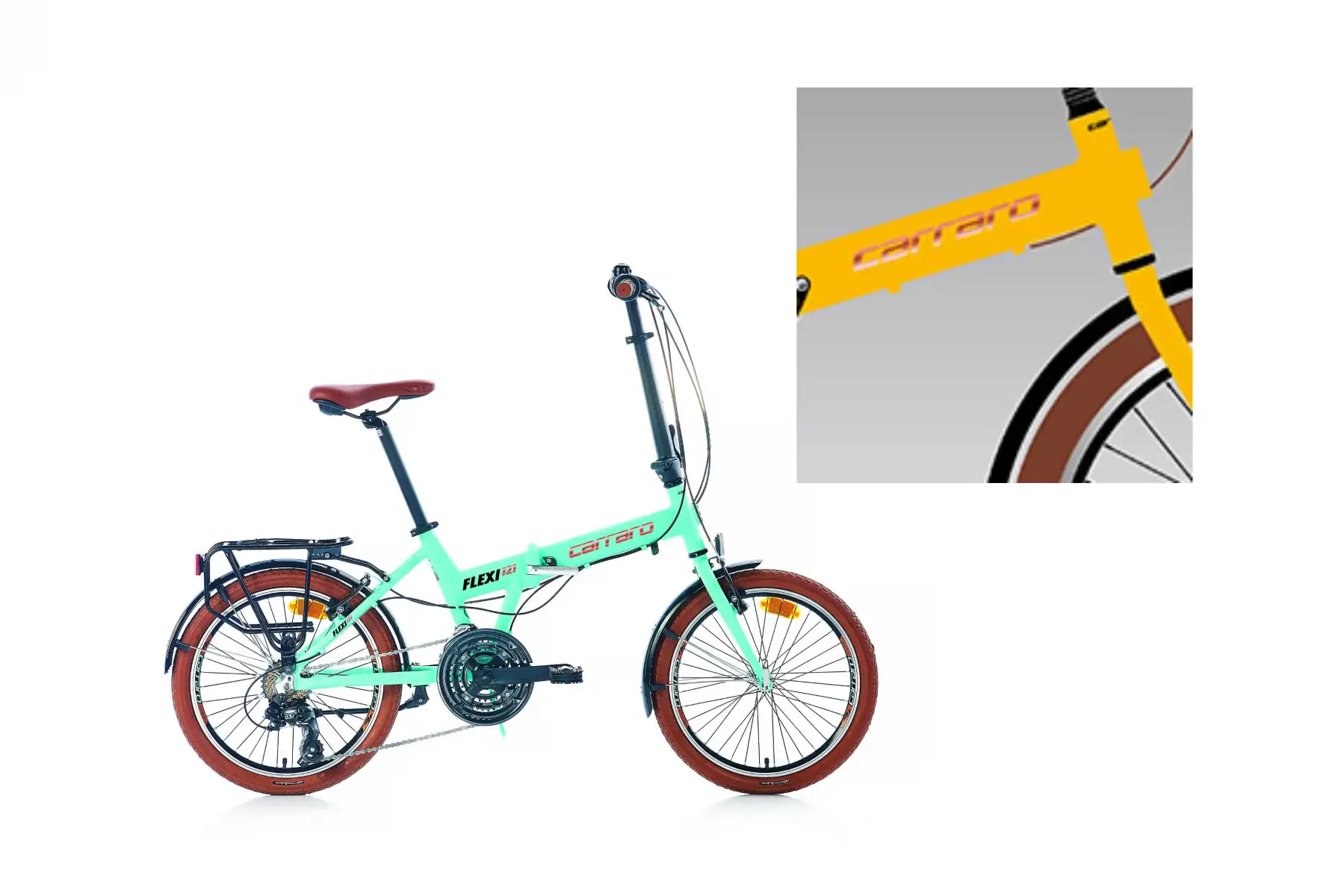 CARRARO FLEXI 121 KATLANIR BİSİKLET 350H V 20 JANT 21 VİTES MAT SARI SIYAH BAKIR