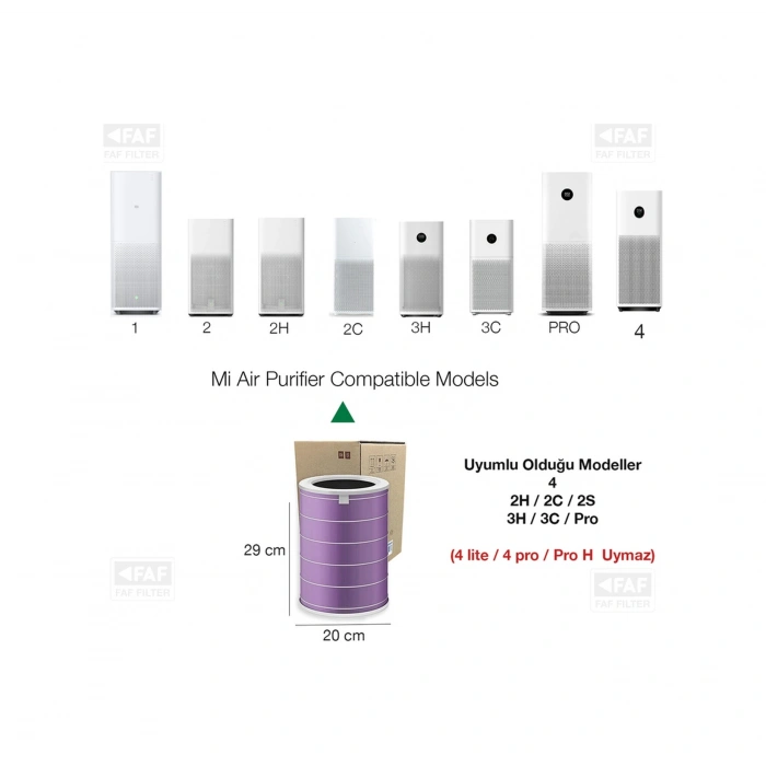 2h Mi Air Purifier 2h Filtre Mor Antibakteriyel