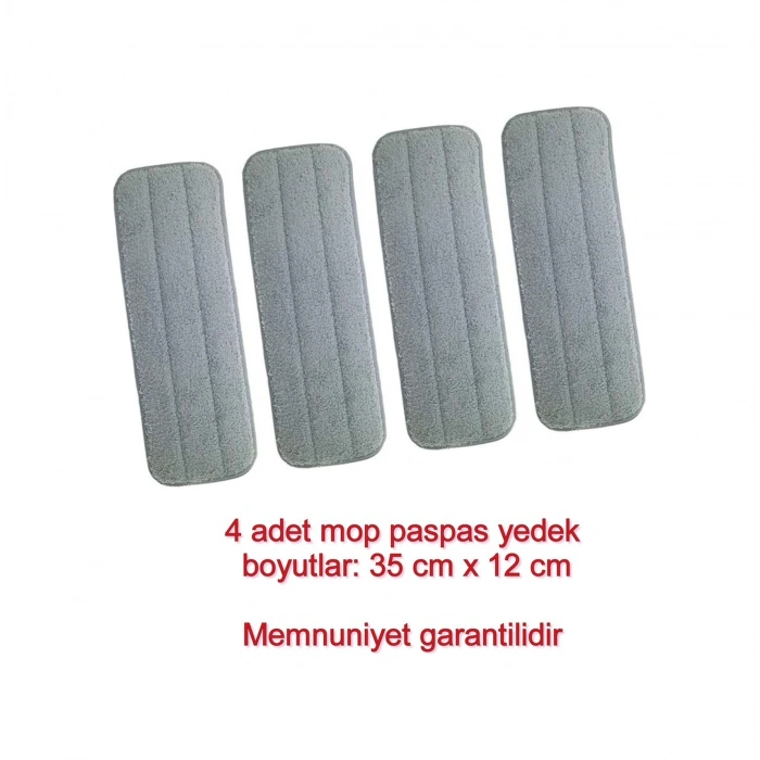 360 Derece Sprey Mop Paspas Yedek Yapışkanlı 35cm X 12 Cm 4 Adet