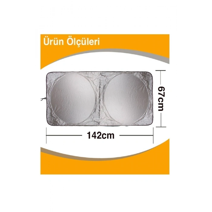 Araç Oto Güneşlik Ön Cam Çift Daireli Gümüş Kaplama Branda