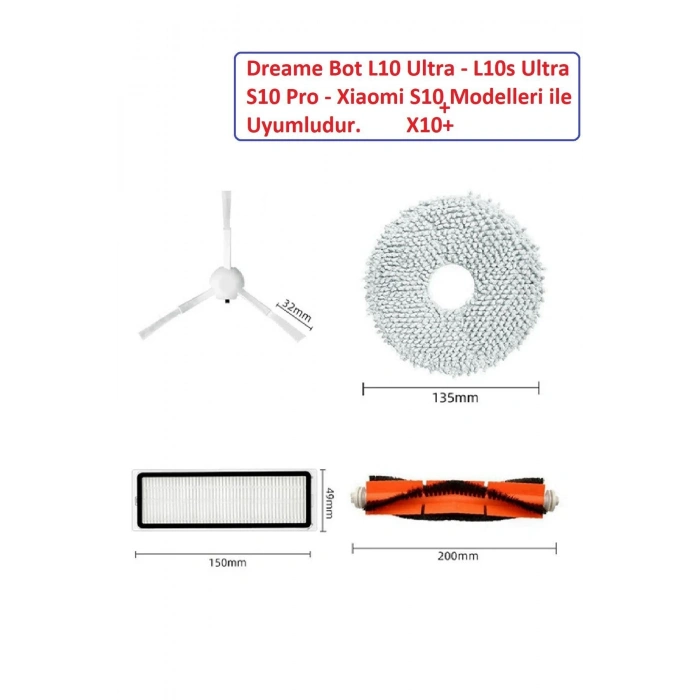 Dreame Bot L10 Ultra - L10s Ultra - S10 Pro - Xiaomi S10+ X10+Uyumlu  Yedek Set