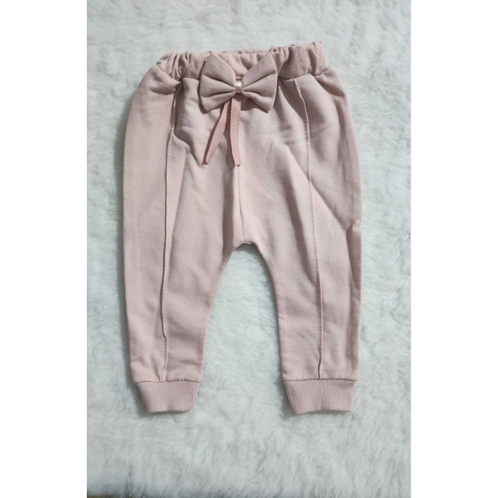 Kız Şerit dantelli kelebek desen sweatshirt ve fiyonk figürlü alt eşofman takım