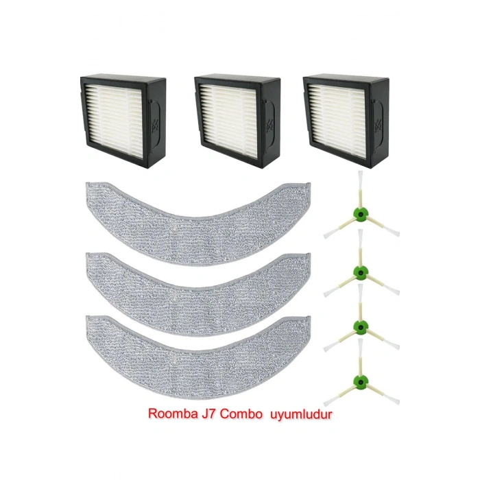 Roomba J7 combo uyumlu yedek filtre fırça seti
