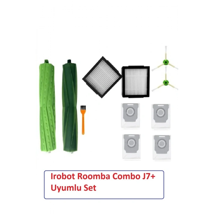 Roomba J7 combo + Robot Süpürge Uyumlu Yedek fırça filtre toz torbası seti