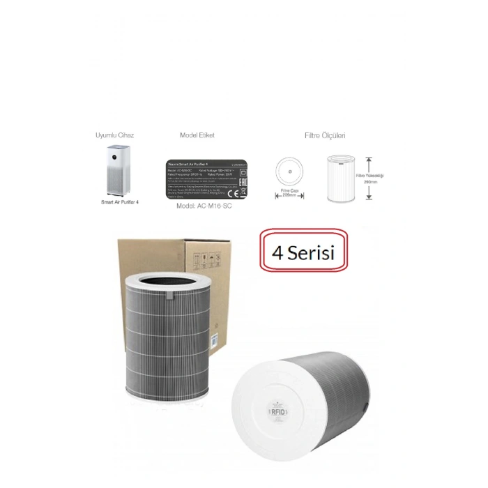 Xiaomi Smart Air Purifier 4 Hava Temizleyici Çipli Rfid Filtre AC-M16-SC