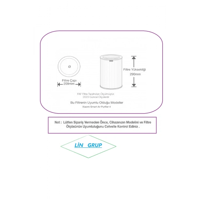 Xiaomi Smart Air Purifier 4 Hava Temizleyici Çipli Rfid Filtre AC-M16-SC
