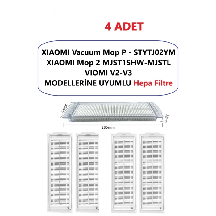 STYTJ02YM XİAOMİ MOP P ve MJST1SHW-MJSTL Mop 2 robot süpürge uyumlu  1 adet hepa filtre