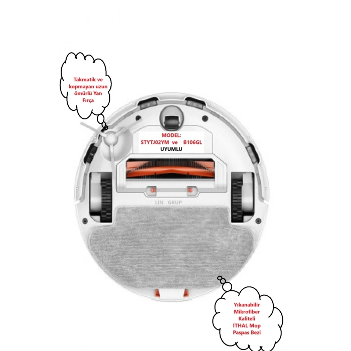 Xiaomi Mi Robot Vacuum STYTJ02YM S10 - S12 - Viomi V2 V3 uyumlu yedek parçaları