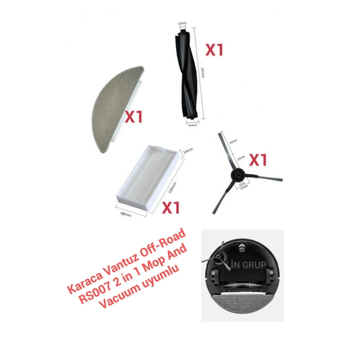 Karaca Vantuz Off-Road RS007 2 in 1 Mop And Vacuum uyumlu yedek parça seti