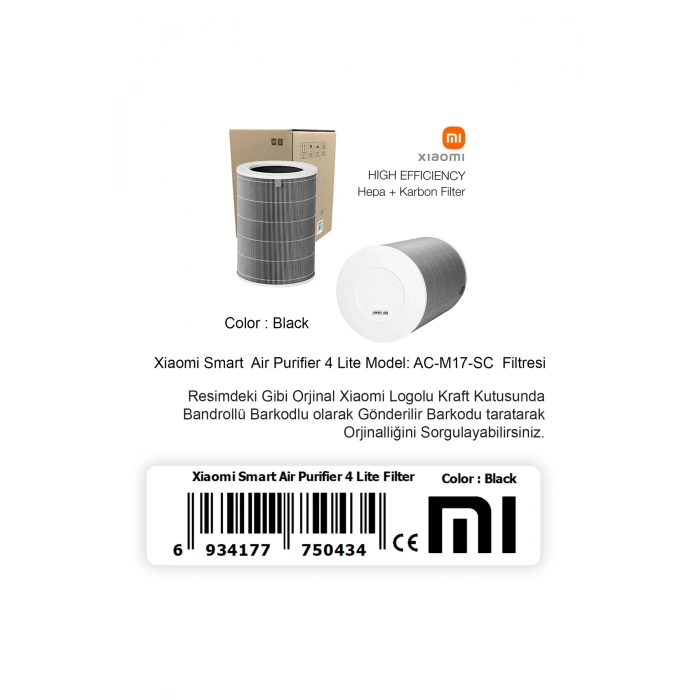 Mi Air Purifier 4 Lite Filtre Hava Temizleyici Yedek Filtresi