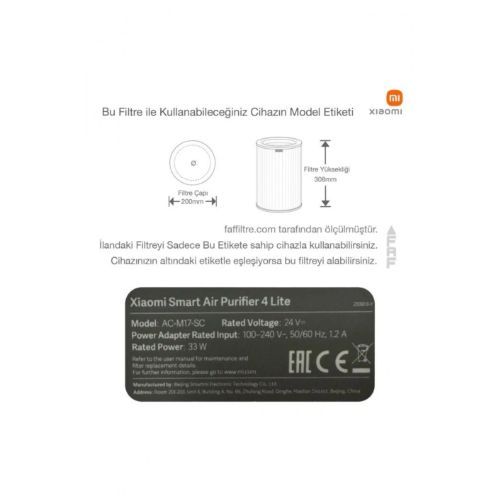Mi Smart 4 Lite Air Purifier Hepa Filtre