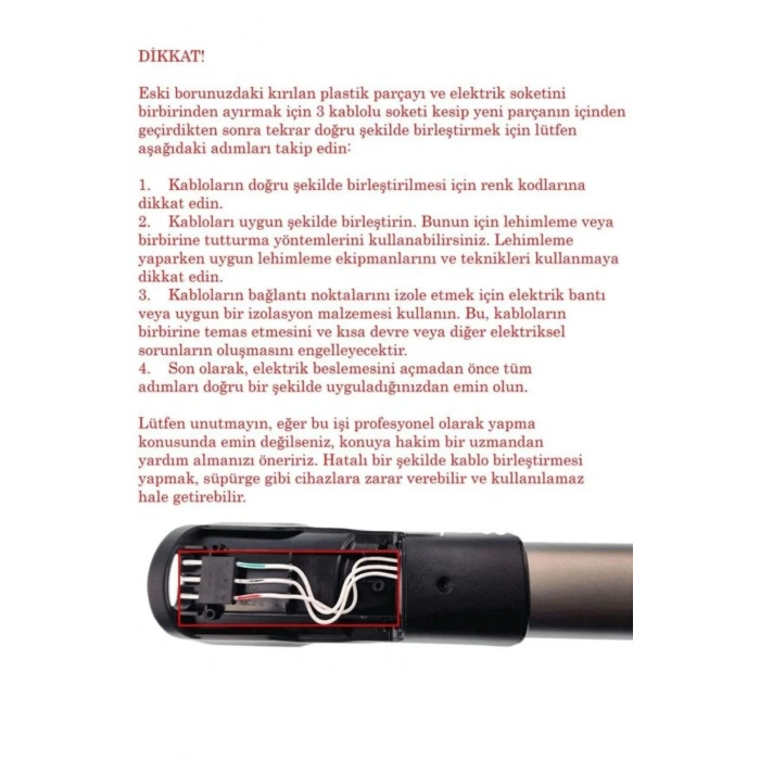 FC 6823 Speed Pro Max Dikey Süpürge Boru Tamir Kiti ve Metal Yaylı Buton