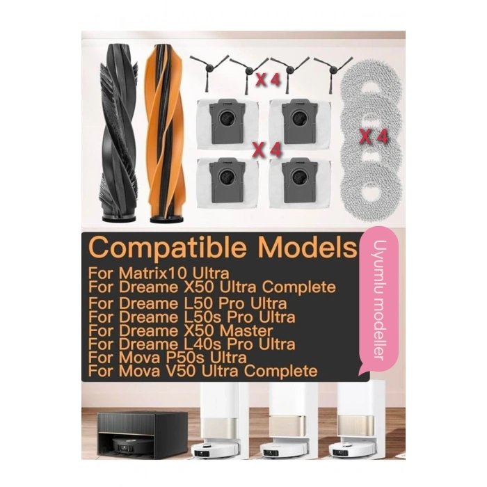 Dreame L50 Pro Ultra, X50 Ultra, L40s Pro Ultra MOVA V50 uyumlu yedek parçalar