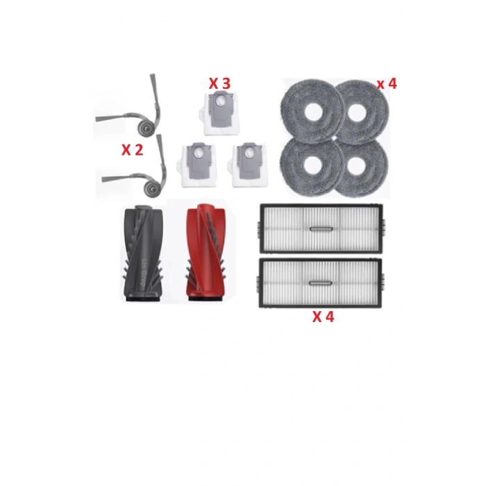 Roborock Saros 10R-Qrevo CurvX Uyumlu Fırça Filtre 4 Mop paspas toz torbası