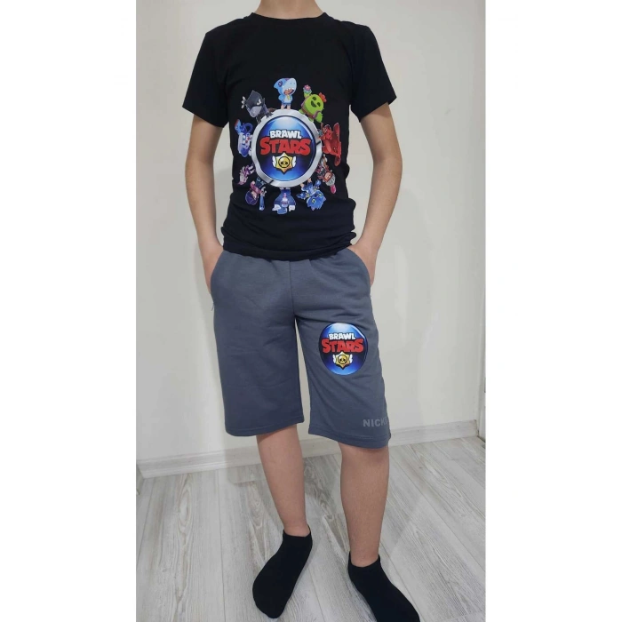 Brawl Stars Çocuk Alt Üst Takım Tişört Şort Pamuklu