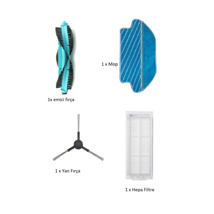 Xiaomi Mop Pro - Viomi V2, Viomi V3 Uyumlu Hepa Filtre, Mop, Fırça 4 Iü Set