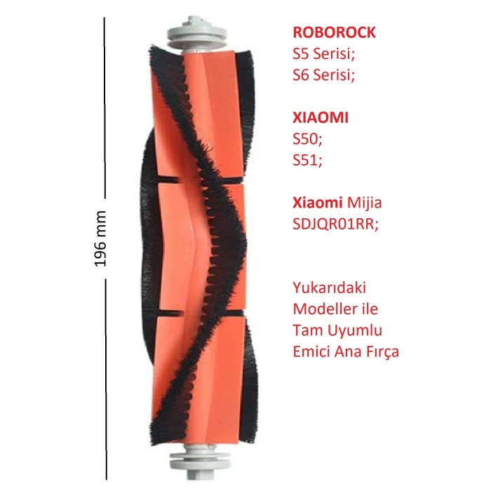 Lin Grup Roborock S5 S6 S50 S51 Xiaomi Mijia Sdjqr01Rr Uyumlu Emici Ana Fırça - 1 Adet