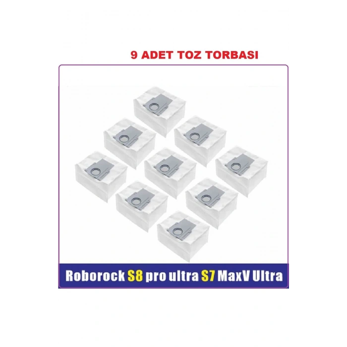 Lin Grup Roborock S7 Q7 S8 Plus Uyumlu  S8 Pro S8 Ultra Uyumlu Toz Torbası 9 Adet